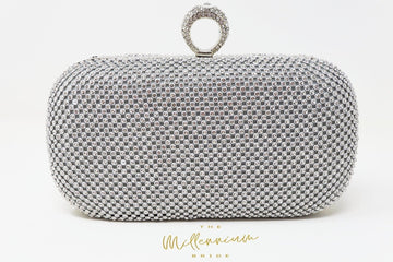 Silver Crystal Wedding Clutch, Statement Bag, Evening Clutch, Wedding Clutch, Bridal Bag, White Cross Body Bag